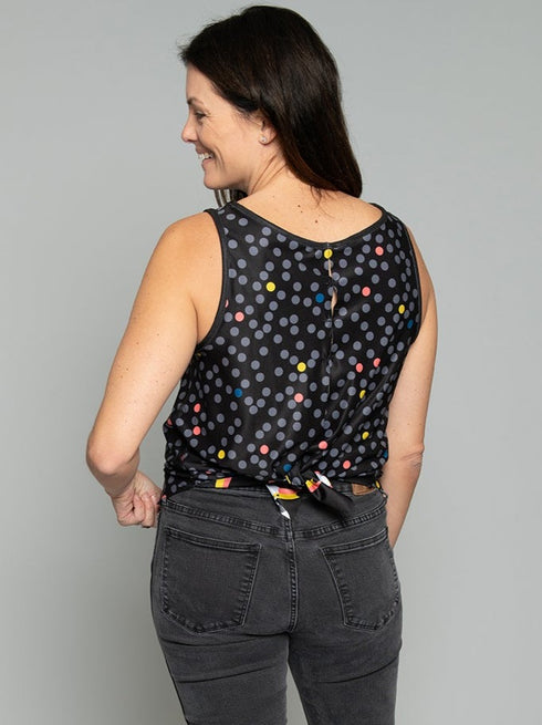 The Tie Back Tank - Toucan / Mini Dot